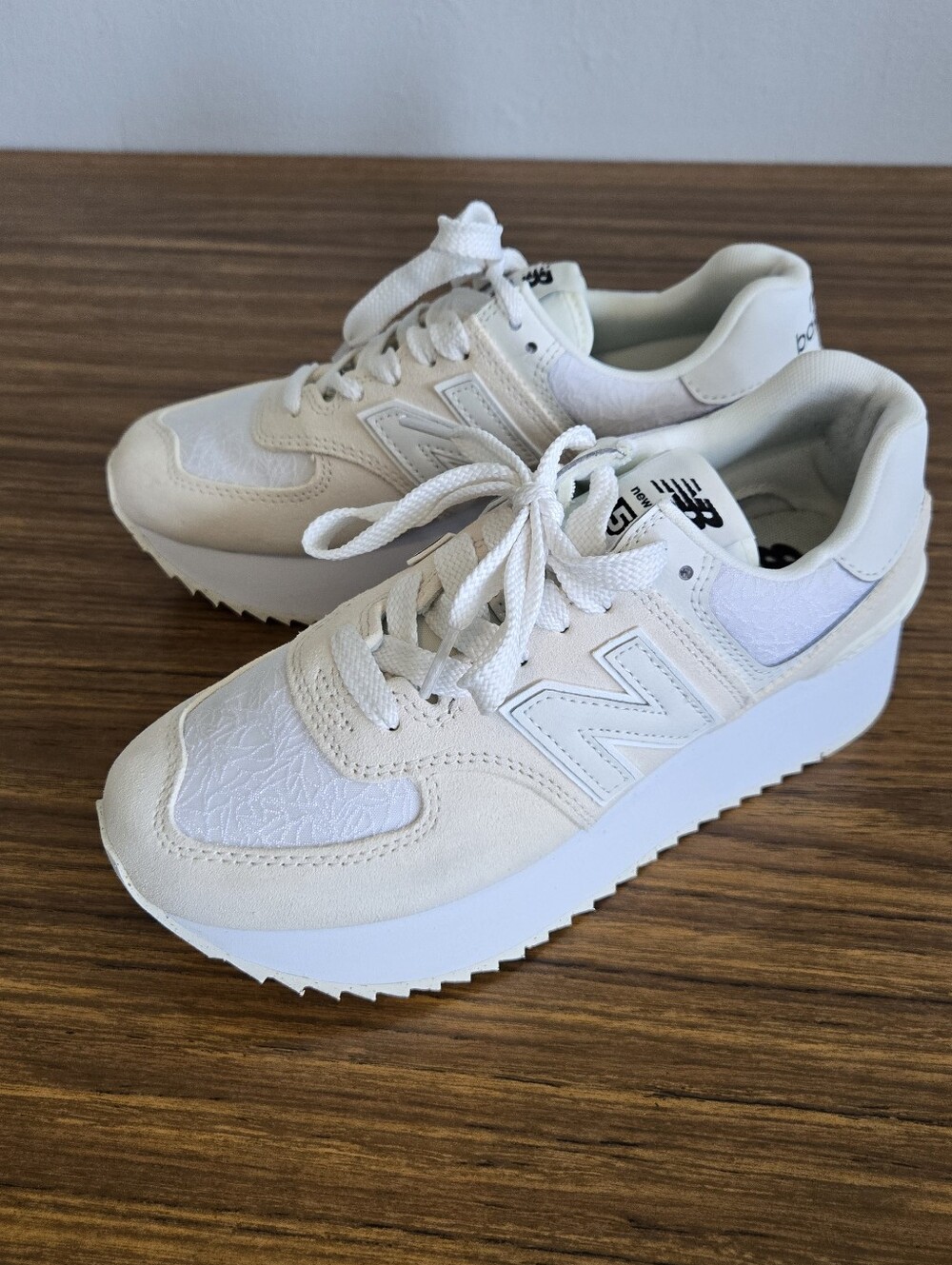 New Balance 8 Women's Stacked Platform Sneakers in Sea Salt Colorway Pristine